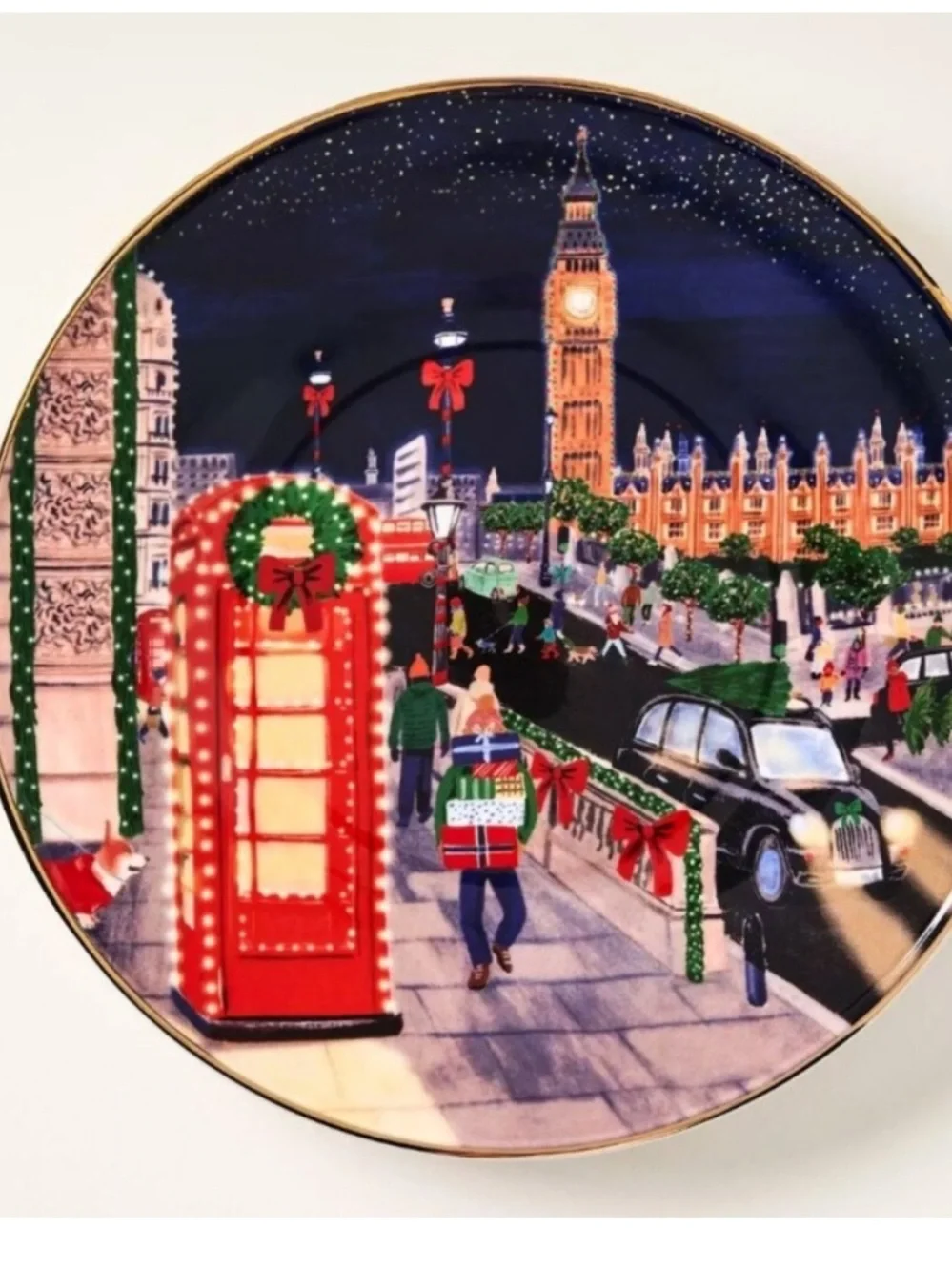 ANTHROPOLOGIE Holiday in the City Dessert Plate 2025 LONDON Stoneware New